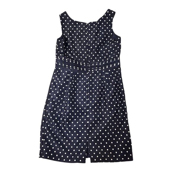 Signature By Robbie Bee Blue Polka Dot Dress Sleeveless Cinched Waist - Picture 4 of 13